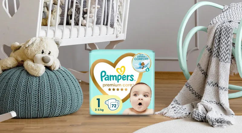 pampers żólte zielone